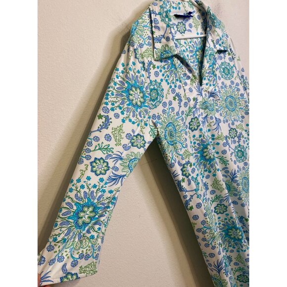 Banana Boat Sun Protection Dress Womens Size XL White Blue Floral 50 UPF V Neck - Picture 2 of 4